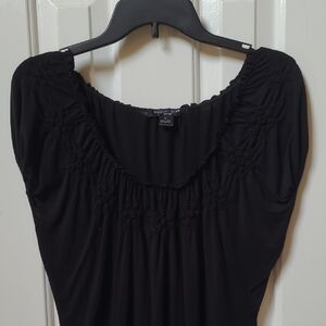 August Silk Women's Black Top With Elegant Neckline Detail